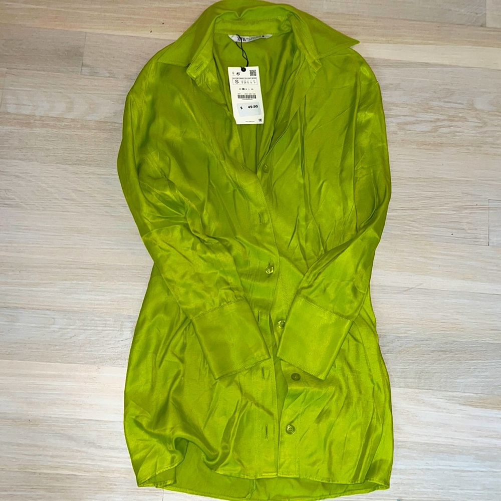 Zara open back button down dress